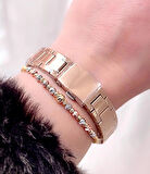 Ferrucci Rosegold Sade Tasarım Çelik Kadın Kol Saat+Bileklik Hediye