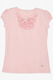 Breeze Kız Çocuk Tişört Güpürlü 9 Ay-8 Yaş, Pembe