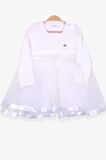 Breeze Kız Çocuk Uzun Kollu Elbise Fiyonklu 1.5-5 Yaş, Ekru