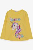 Breeze Kız Çocuk Uzun Kollu Tişört Unicorn 2-6 Yaş, Sarı