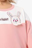 Breeze Kız Çocuk Sweatshirt Tavşan Nakışlı 1-4 Yaş, Somon