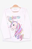 Breeze Kız Çocuk Uzun Kollu Tişört Unicorn 2-6 Yaş, Ekru