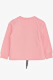 Breeze Kız Çocuk Sweatshirt İncili Taşlı Beli Bağcıklı 6-12 Yaş, Pudra