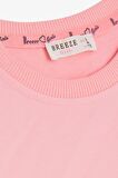Breeze Kız Çocuk Sweatshirt İncili Taşlı Beli Bağcıklı 6-12 Yaş, Pudra