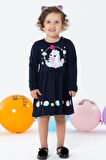 Breeze Kız Çocuk Uzun Kollu Elbise Unicorn Baskılı 1.5-5 Yaş, Lacivert