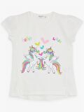 Breeze Kız Çocuk Kapri Taytlı Takım Unicorn Baskılı 1.5-5 Yaş, Ekru