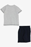 Breeze Erkek Çocuk Şortlu Takım Sevimli Köpekçik 1-4 Yaş, Açık Gri Melanj