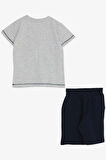 Breeze Erkek Çocuk Şortlu Takım Sevimli Köpekçik 1-4 Yaş, Açık Gri Melanj