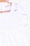 Breeze Kız Çocuk Tişört Dantelli 4-8 Yaş, Ekru