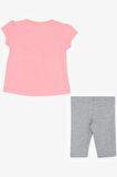 Breeze Kız Çocuk Kapri Tayt Takım Baskılı 1-4 Yaş, Neon Pembe