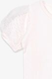 Breeze Kız Çocuk Tişört Kolları Tüllü 3-7 Yaş, Ekru