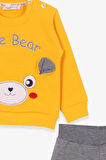 Breeze Erkek Bebek Eşofman Takımı Ayıcıklı Nakışlı 9 Ay-3 Yaş, Sarı
