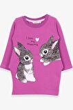 Breeze Kız Çocuk Tunik Tavşan Desenli 1.5-5 Yaş, Eflatun