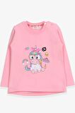 Breeze Kız Çocuk Sweatshirt Gözlüklü Unicorn Baskılı 1-4 Yaş, Pudra