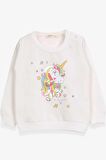 Breeze Kız Çocuk Sweatshirt Baskılı Pullu Unicorn 2-6 Yaş, Ekru