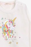 Breeze Kız Çocuk Sweatshirt Baskılı Pullu Unicorn 2-6 Yaş, Ekru