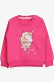 Breeze Kız Çocuk Sweatshirt Baskılı Pullu Unicorn 2-6 Yaş, Pembe