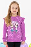 Breeze Kız Çocuk Sweatshirt Dostluk Temalı 2-6 Yaş, Eflatun