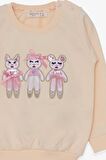 Breeze Kız Çocuk Sweatshirt Sevimli Hayvancıklar Baskılı 1.5-5 Yaş, Krem