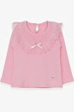 Breeze Kız Çocuk Uzun Kollu Tişört Fiyonklu Güpürlü 1.5-5 Yaş, Pudra