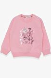 Breeze Kız Çocuk Sweatshirt Nakışlı Pullu 1-4 Yaş, Pudra