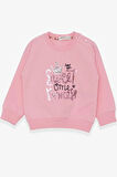 Breeze Kız Çocuk Sweatshirt Nakışlı Pullu 1-4 Yaş, Pudra