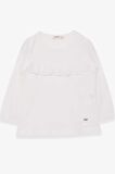 Breeze Kız Çocuk Uzun Kollu Tişört Fırıfırlı 3-8 Yaş, Ekru