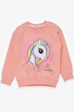 Breeze Kız Çocuk Sweatshirt Baskılı Unicorn 1.5-5 Yaş, Somon