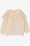 Breeze Kız Çocuk Sweatshirt Güpürlü 4-8 Yaş, Krem