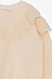 Breeze Kız Çocuk Sweatshirt Güpürlü 4-8 Yaş, Krem