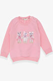 Breeze Kız Çocuk Sweatshirt Hayvancık Baskılı 1.5-5 Yaş, Pudra