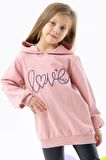 Breeze KIz Çocuk Sweatshirt Nakışlı Yazı Baskılı 2-6 Yaş, Somon