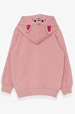 Breeze KIz Çocuk Sweatshirt Nakışlı Yazı Baskılı 2-6 Yaş, Somon