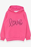 Breeze KIz Çocuk Sweatshirt Nakışlı Yazı Baskılı 2-6 Yaş, Pembe