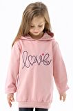 Breeze KIz Çocuk Sweatshirt Nakışlı Yazı Baskılı 2-6 Yaş, Pudra