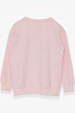 Breeze Kız Çocuk Sweatshirt Yazı Baskılı Yırtmaçlı 9-14 Yaş, Somon Melanj