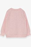 Breeze Kız Çocuk Sweatshirt Pullu Kız Baskılı 3-8 Yaş, Somon Melanj