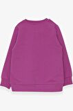 Breeze Kız Çocuk Sweatshirt Pullu Kız Baskılı 3-8 Yaş, Mor
