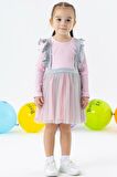 Breeze Kız Çocuk Uzun Kollu Elbise Ponponlu Tüllü 1.5-5 Yaş, Pudra