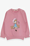 Breeze Kız Çocuk Sweatshirt Sevimli Kız Baskılı 1.5-5 Yaş, Gülkurusu
