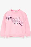 Breeze Kız Çocuk Sweatshirt Pullu Yazı Baskılı 4-8 Yaş, Pudra