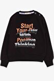 Breeze Erkek Çocuk Sweatshirt Yazı Baskılı 2-6 Yaş, Siyah