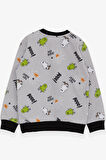 Breeze Erkek Çocuk Sweatshirt Kaykaylı Hayalet Desenli 1.5-5 Yaş, Açık Gri