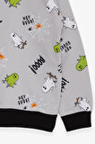 Breeze Erkek Çocuk Sweatshirt Kaykaylı Hayalet Desenli 1.5-5 Yaş, Açık Gri