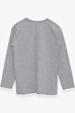 Breeze Erkek Çocuk Uzun Kollu Tişört Yazı Baskılı 6-12 Yaş, Açık Gri Melanj
