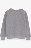 Breeze Erkek Çocuk Sweatshirt Yazı Baskılı 8-14 Yaş, Koyu Gri Melanj