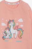 Breeze Kız Çocuk Sweatshirt Sevimli Unicorn Baskılı 1-4 Yaş, Somon