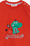 Breeze Erkek Bebek Uzun Kollu Tişört Dinozor Nakışlı 9 Ay-3 Yaş, Turuncu