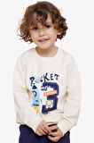 Breeze Erkek Çocuk Sweatshirt Roket Baskılı 1.5-5 Yaş, Krem