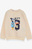 Breeze Erkek Çocuk Sweatshirt Roket Baskılı 1.5-5 Yaş, Krem
